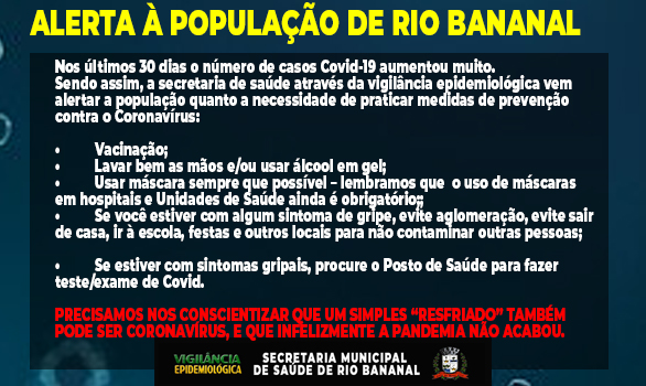 BANNER ALERTA À POPULAÇÃO SOBRE O COVID-19 - 13.06.2022