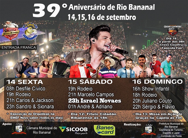 cartaz festa da cidade de Rio Bananalred