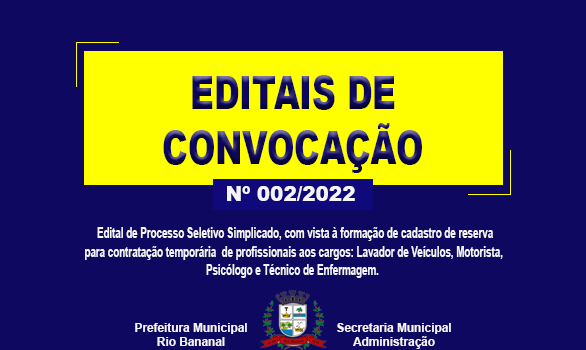 BANNER EDITAIS DE CONVOCAÇÃO SEMAD Nº 002-2022