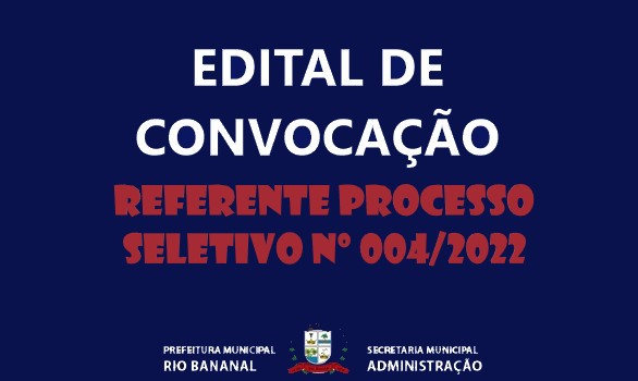 BANNER EDITAL DE CONVOCAÇÃO PROCESSO SEMAD Nº 004-2022