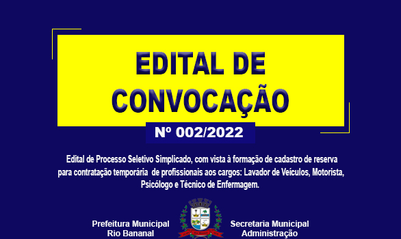 BANNER EDITAL DE CONVOCAÇÃO SEMAD Nº 002-2022