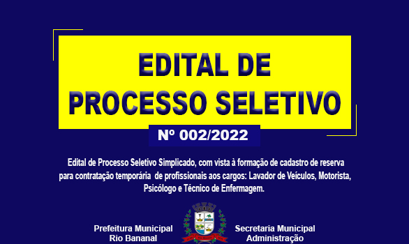 Banner Processo Seletivo SEMAD nº 002-2022